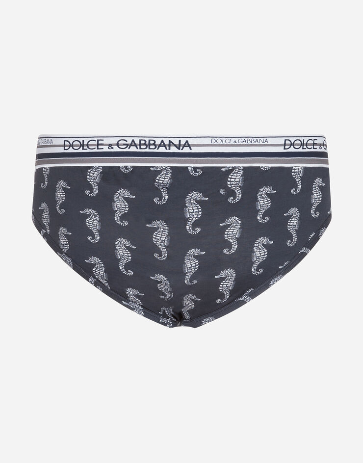 Dolce & Gabbana Medium cotton briefs with seahorse print BLUE M3A01JFS7FO