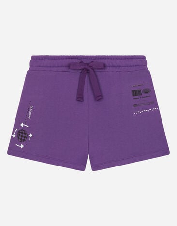Dolce & Gabbana Shorts de punto con logotipo DGVIB3 estampado Violeta L8JQ96G7M6W