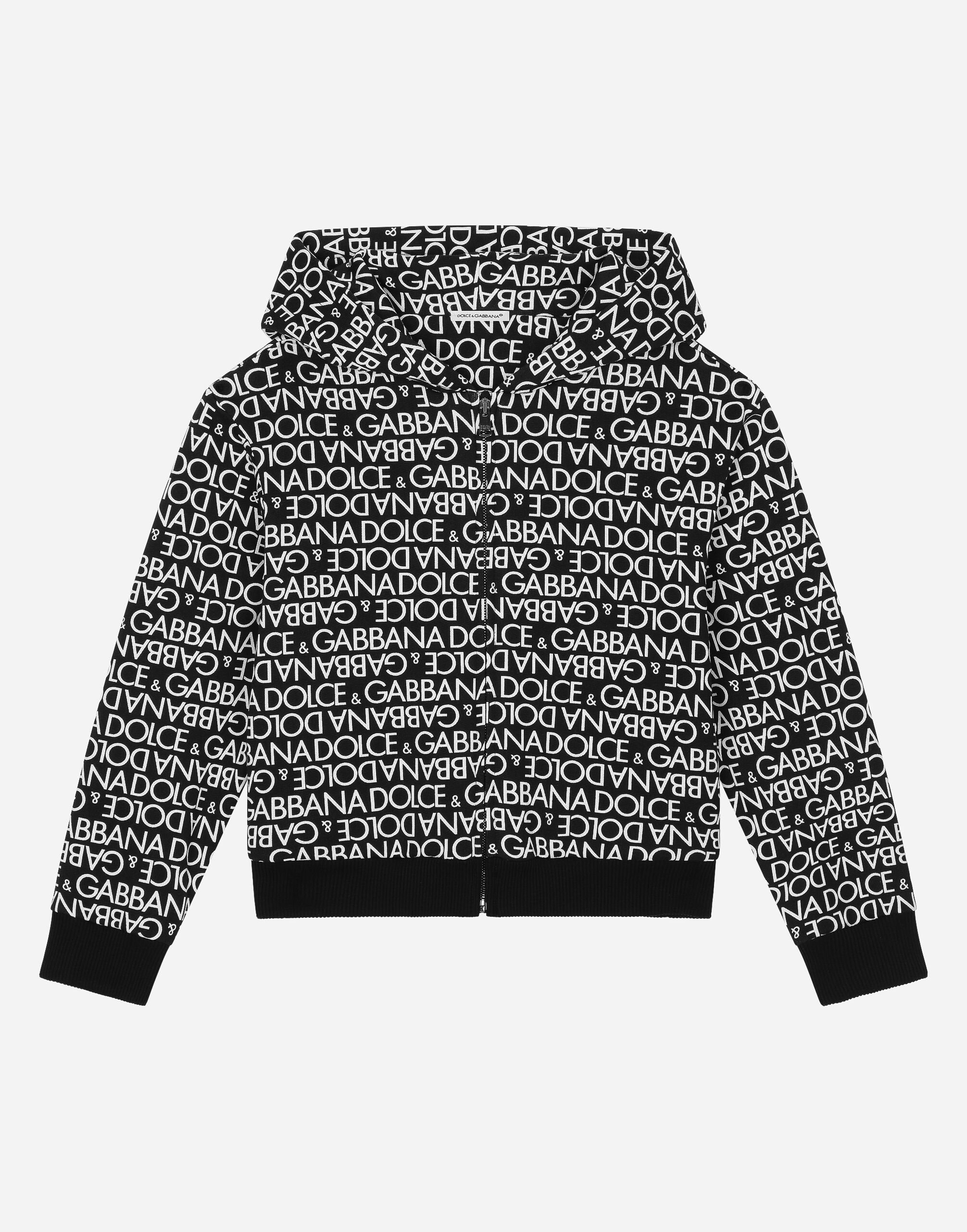 DolceGabbanaSpa Zip-up hoodie with all-over logo print Multicolor L4JWFNHS7MN