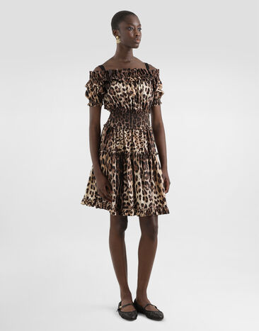 Dolce & Gabbana Short leopard-print poplin dress Multicolor F6A0UTHS5E3