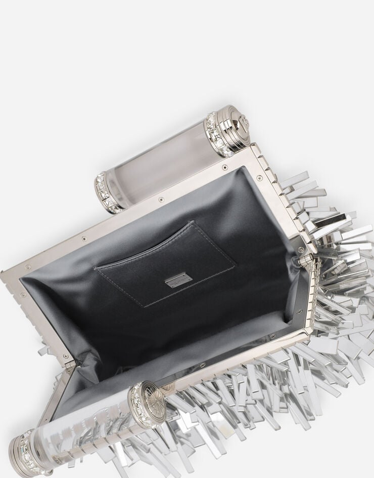 Dolce & Gabbana Mordore nappa bag with fringing Silver BB7097AY831