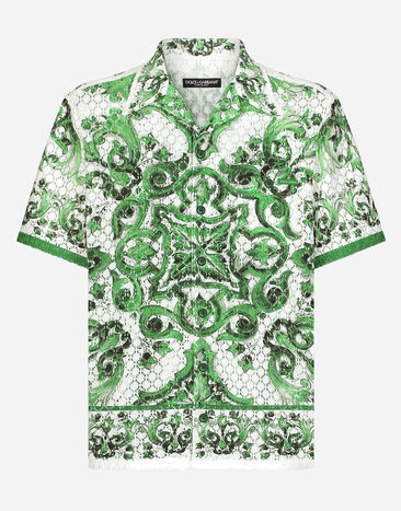 Dolce & Gabbana Majolica-print crochet Hawaiian shirt Print G5JH9THI1S6