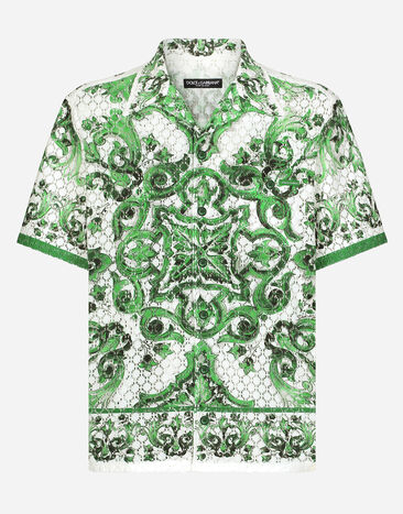 Dolce & Gabbana Majolica-print crochet Hawaiian shirt Print G5JH9TFIM4P
