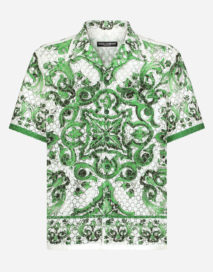 Dolce & Gabbana Majolica-print crochet Hawaiian shirt Print G5JH9TFIM4P