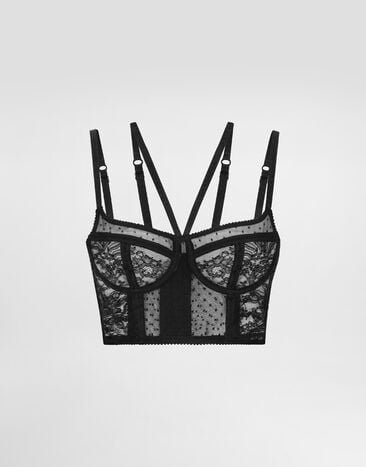 Dolce & Gabbana Lace lingerie bustier with straps Black O7C32TONO24