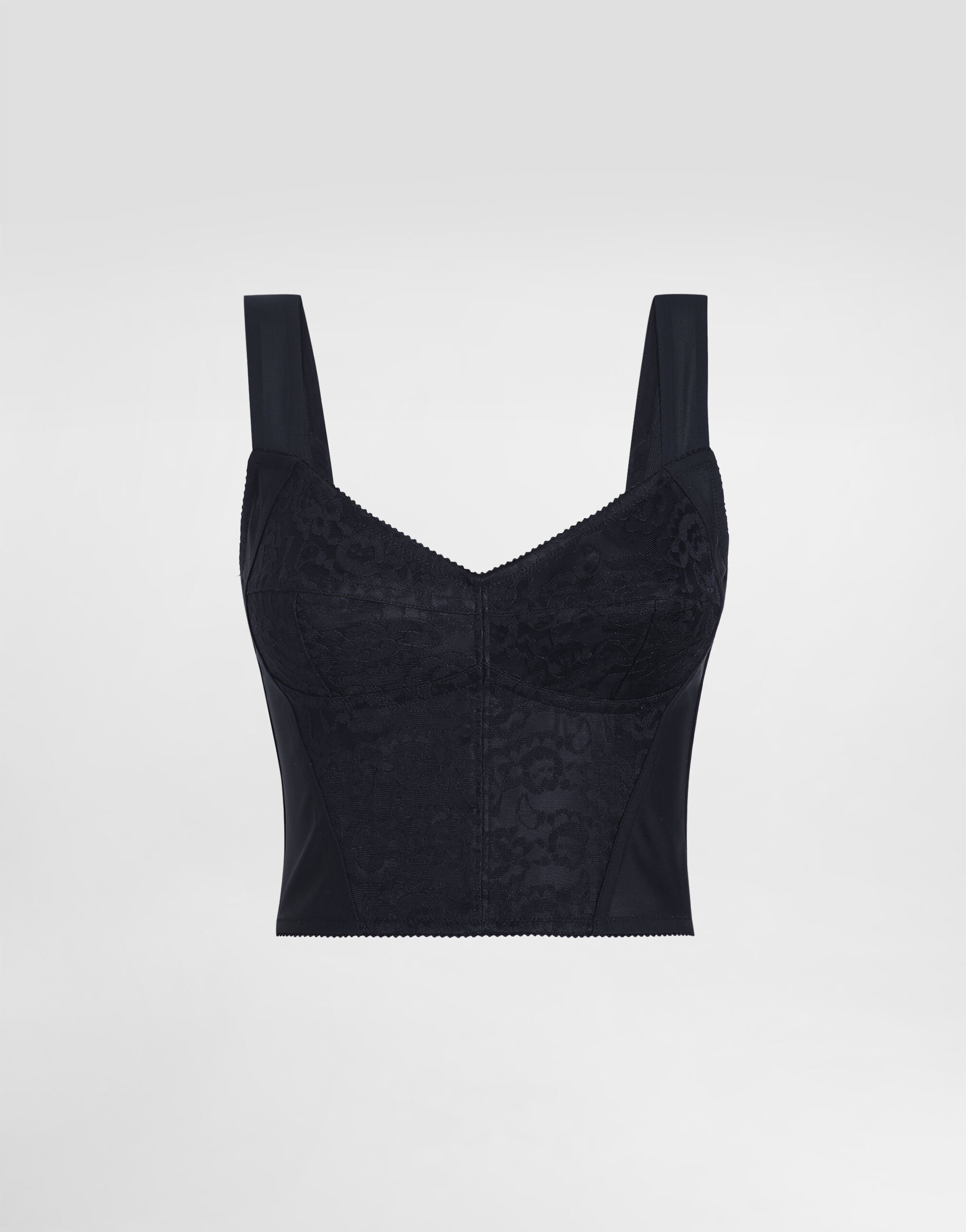 Shaper corset bustier top in jacquard and lace