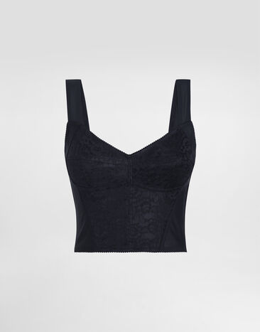 Dolce & Gabbana Shaper corset bustier top in jacquard and lace Black F7T19TGDCLQ