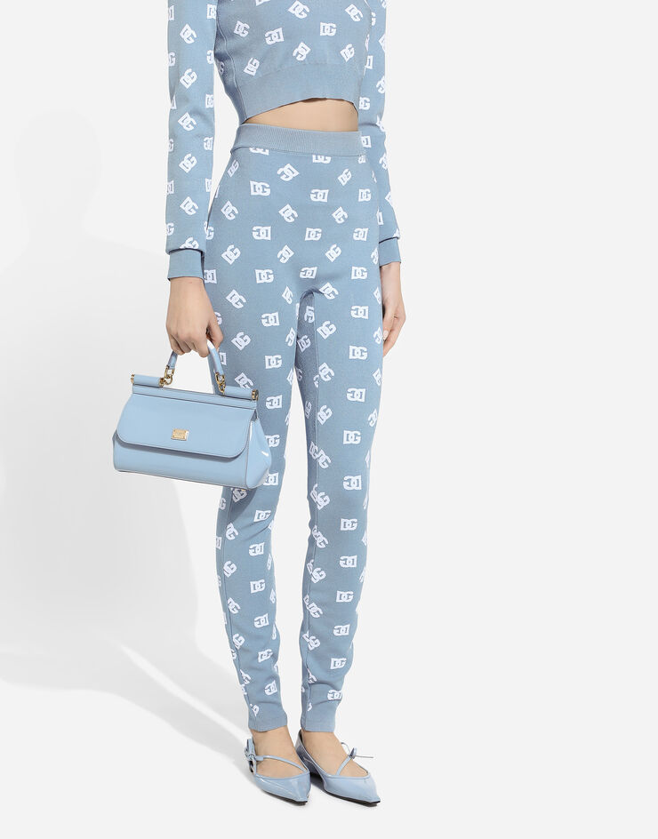 Dolce & Gabbana Leggings de viscosa con logotipo DG en jacquard Azul Claro FXI13TJFMGT
