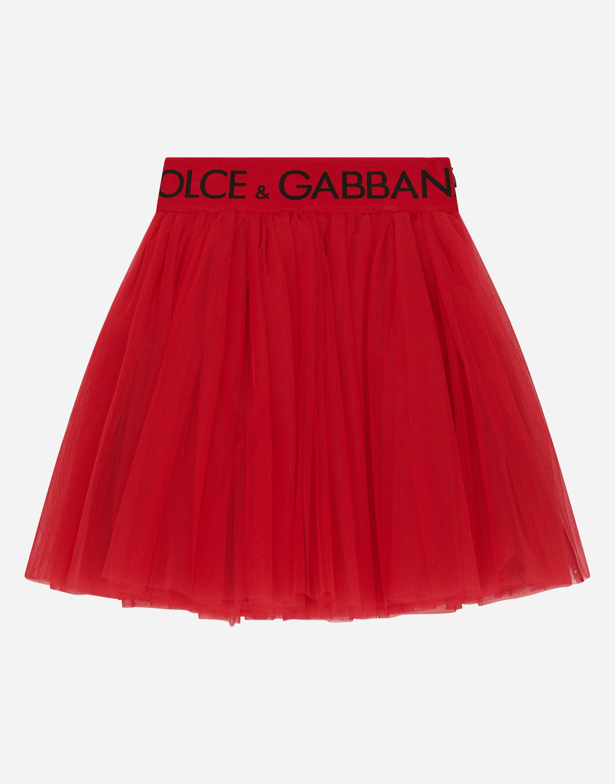Dolce & Gabbana Multi-layered tulle midi skirt with branded elastic Red L5JP9GG7E3Z