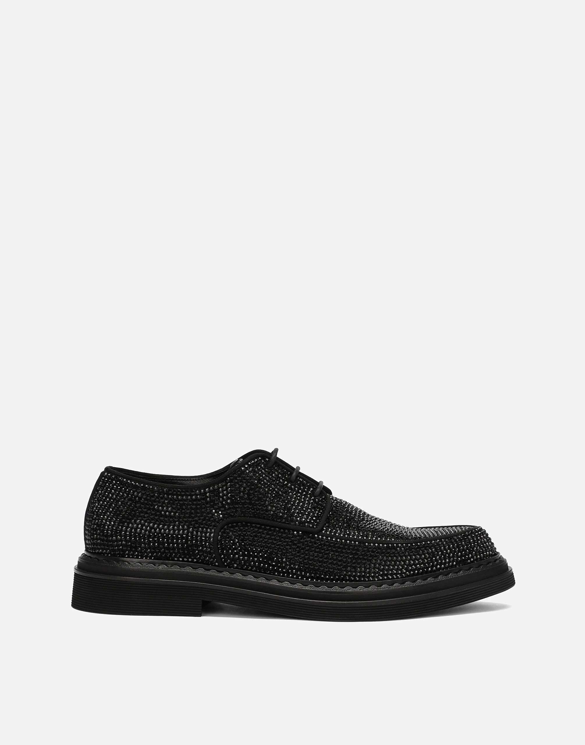 Dolce & Gabbana Suede Derby shoes with fusible rhinestone detailing Black A80440AO602