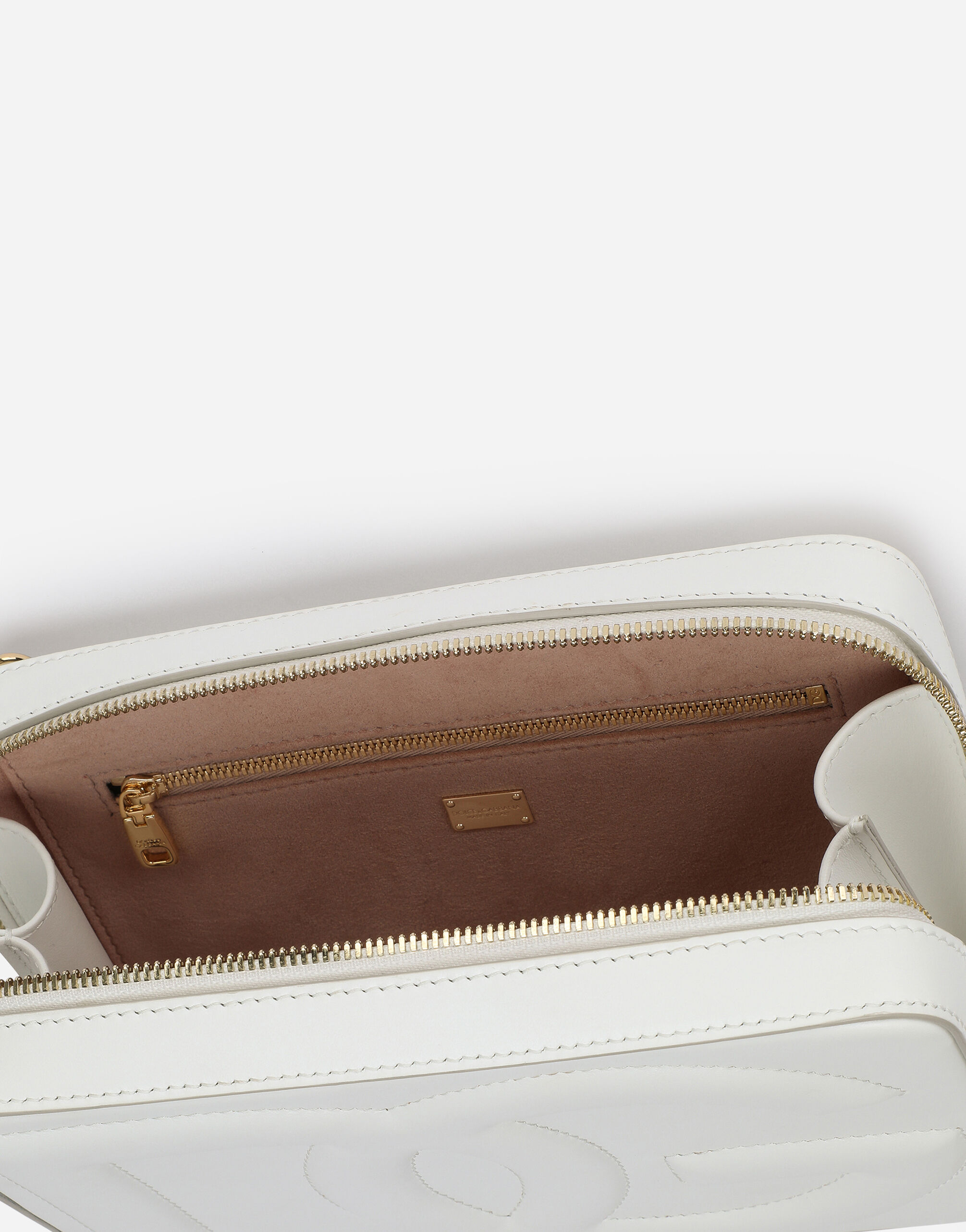Medium calfskin camera bag with DG Logo in White for