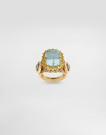 Dolce & Gabbana Eleganza Ring 18-carat white and yellow gold, aquamarine and sapphires  WRSA7GWAQM1