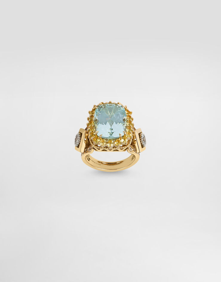 Dolce & Gabbana Eleganza Ring 18-carat white and yellow gold, aquamarine and sapphires Dolce & Gabbana Eleganza Ring 18-carat white and yellow gold, aquamarine and sapphires WRSA7GWAQM1