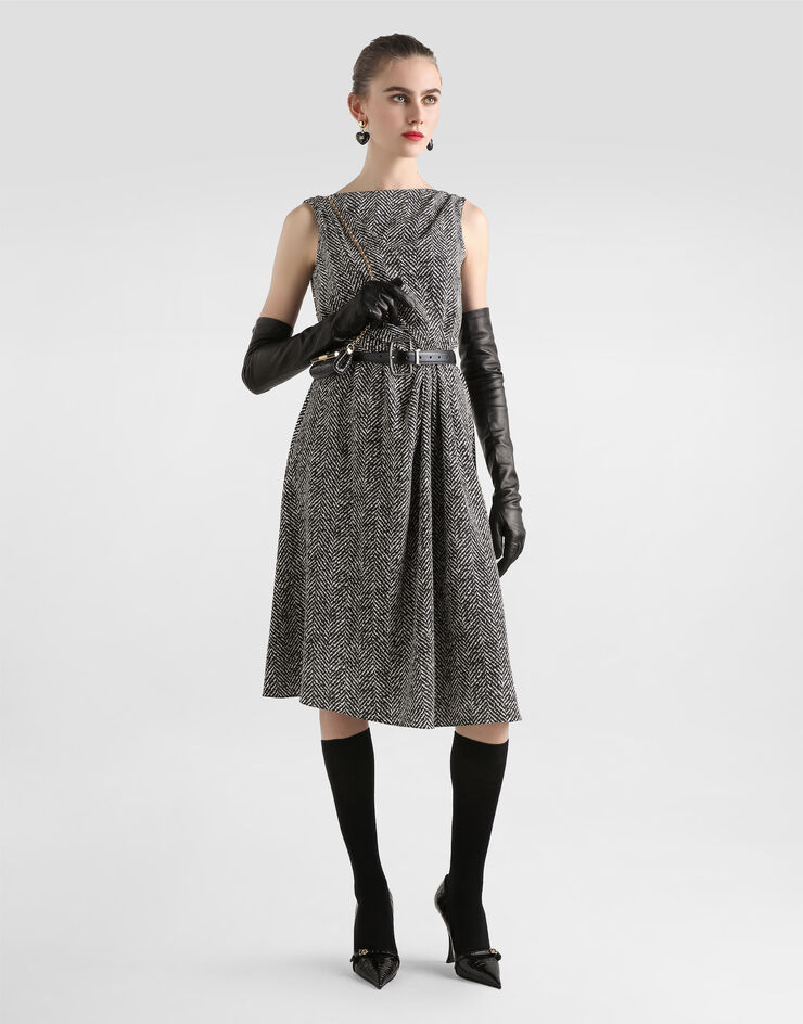 Dolce & Gabbana Heavy crêpe cocktail dress with chevron print Multicolor F6TWATFSA70