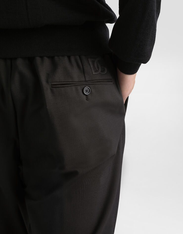Dolce&Gabbana Stretch cotton pants with DG embroidery Black GW13EZFURIR
