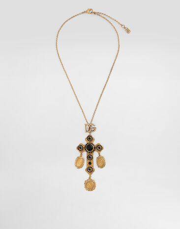 Dolce & Gabbana Short fine chain necklace with cross pendant Gold WER4C1W1111