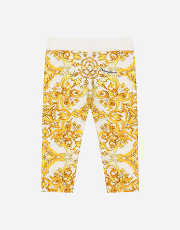 Dolce & Gabbana Leggings de interlock con estampado Maiolica amarillo Imprima L23Q30FI5JU