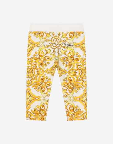 Dolce & Gabbana Interlock leggings with yellow majolica print Print L23Q34FI5KS
