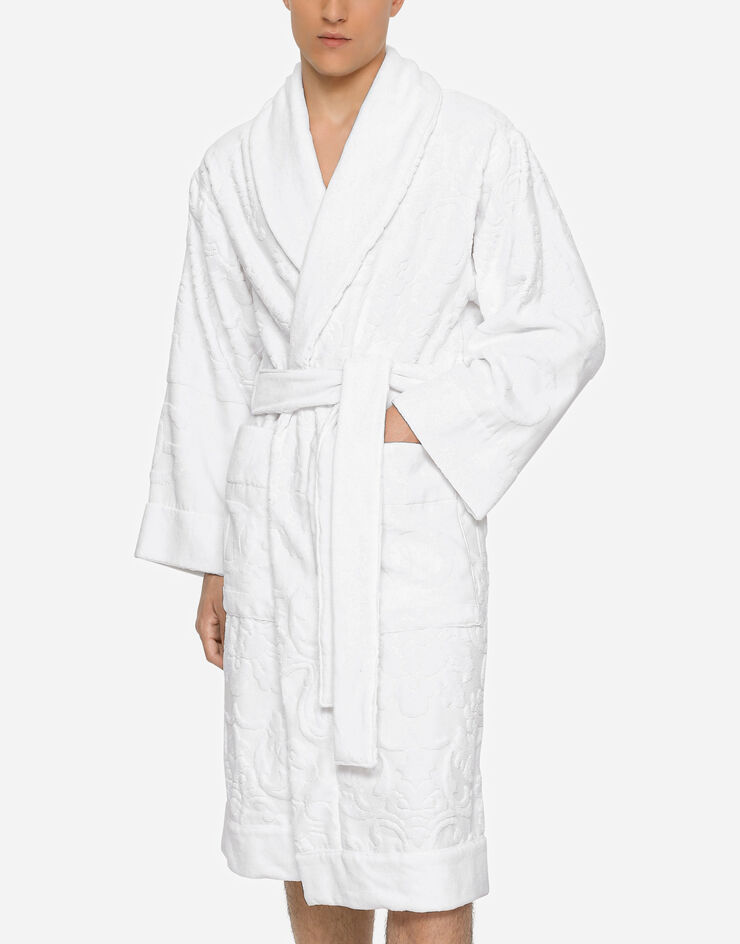 Dolce & Gabbana Bath Robe in Terry Cotton Jacquard Multicolor TCF009TCAGM