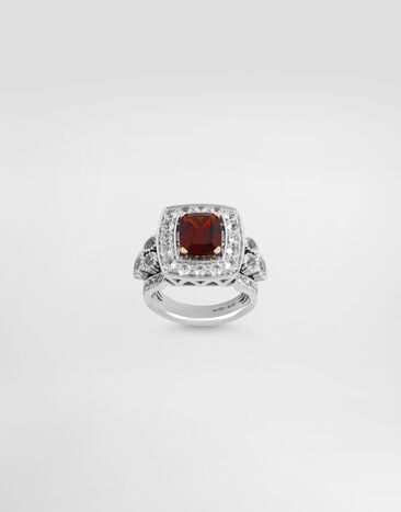 Dolce & Gabbana Eleganza Ring 18-carat white and rose gold, garnet, and sapphires White WRSA4GWGAR1