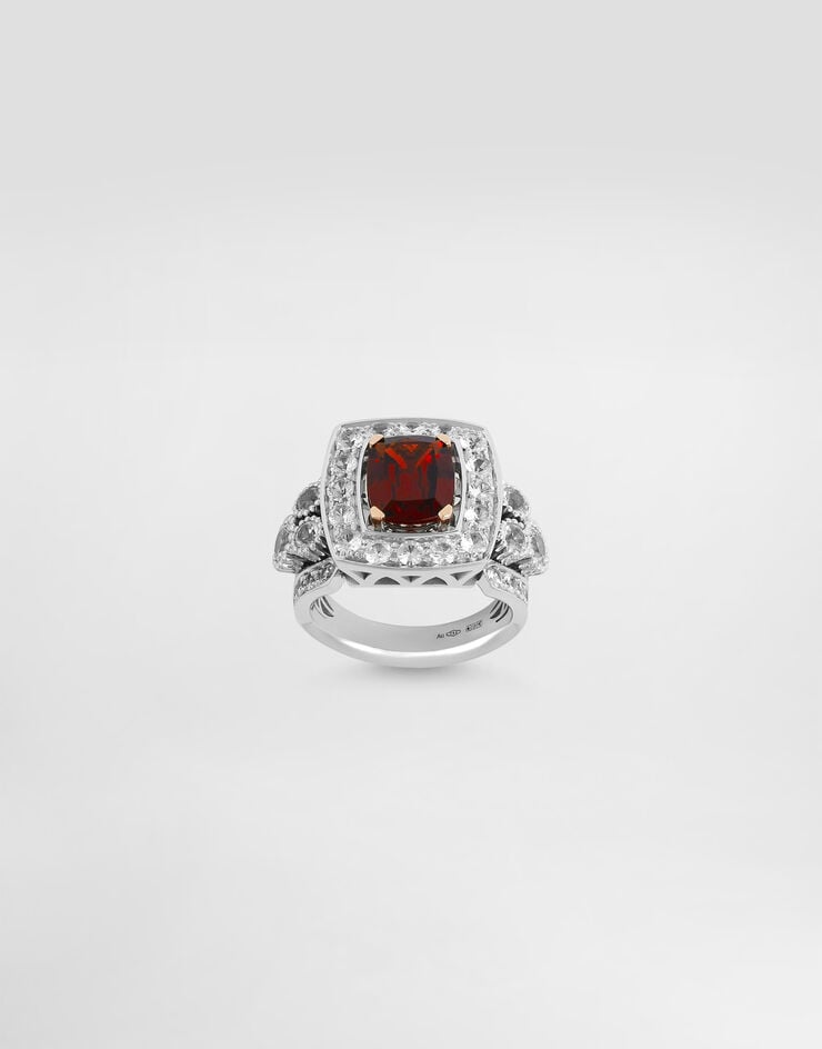 Dolce & Gabbana Eleganza Ring 18-carat white and rose gold, garnet, and sapphires White WRSA4GWGAR1