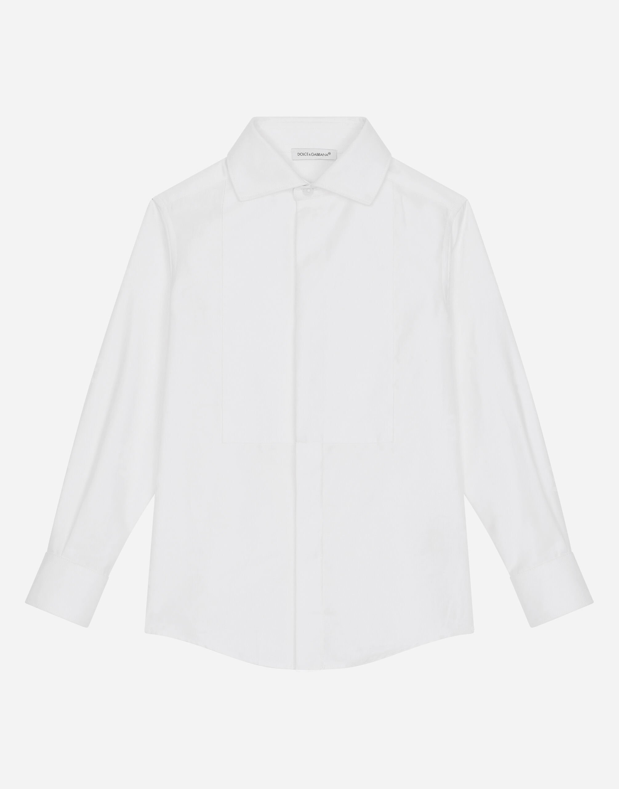 Dolce & Gabbana Poplin jacquard tuxedo shirt with DG logo Print L4JTHQG7L7H