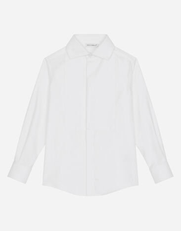 Dolce & Gabbana Poplin jacquard tuxedo shirt with DG logo Print L4JTHQG7L7H