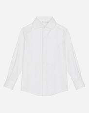 DolceGabbanaSpa Poplin jacquard tuxedo shirt with DG logo Azure L1JWHMG7KR1