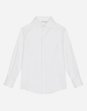 Dolce & Gabbana Camisa de esmoquin en jacquard de popelina con logotipo DG Imprima L4JTHQG7L7H