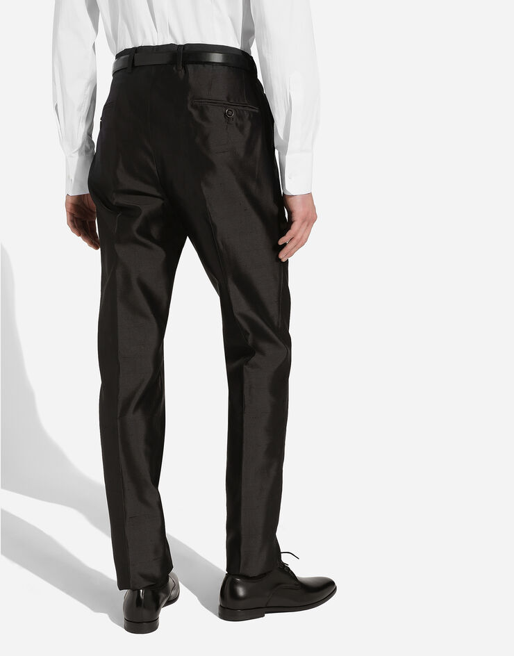 Dolce&Gabbana Einreihiger Anzug Sicilia aus Shantung-Seide Schwarz GKLOMTFU1L5
