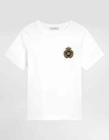 Dolce & Gabbana Jersey T-shirt with patch Blue L4JWLGG7OLL