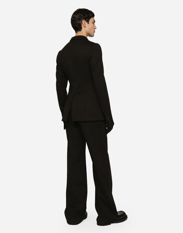 Dolce&Gabbana Pantalon jambe droite en jersey de coton technique Noir GYZMHTHU7PR