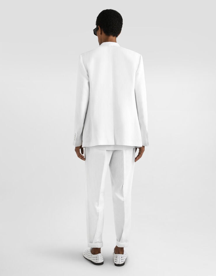 Dolce & Gabbana Chaqueta de botonadura doble Portofino de lino Blanco G2NZ2TFU4JB