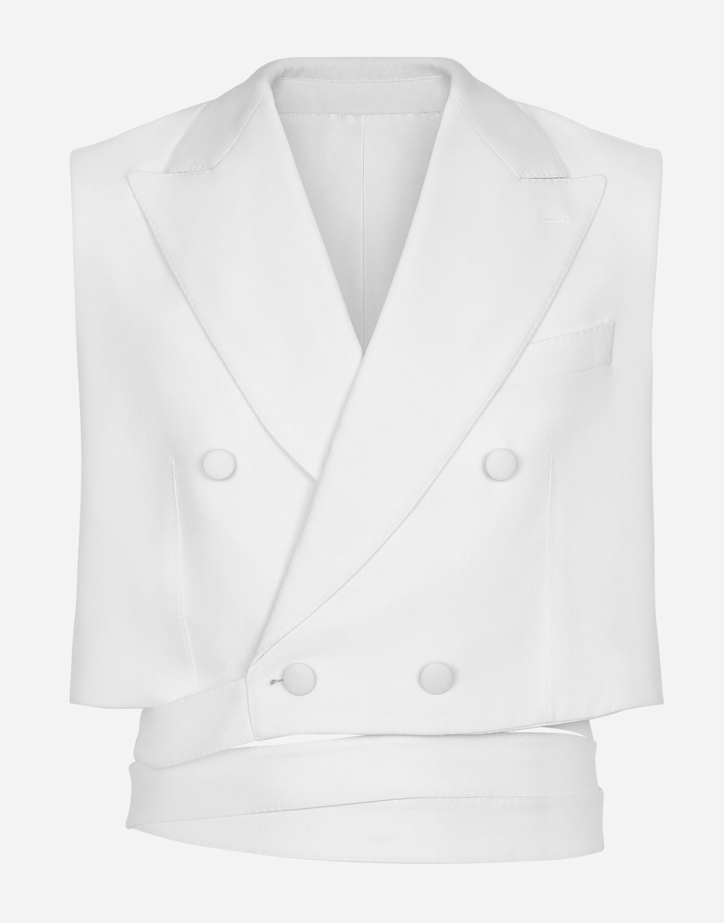 Belted cropped doublebreasted wool waistcoat in White for Men Dolce