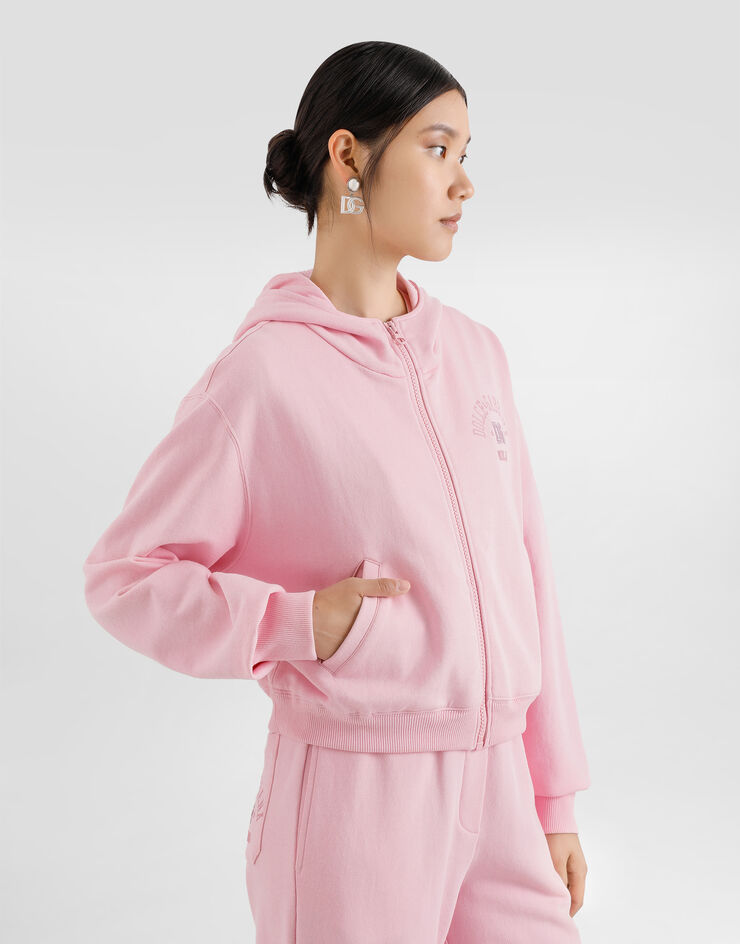 Dolce & Gabbana Sudadera de punto con cremallera y DG bordado en relieve Rosa F9S15ZGDCX4