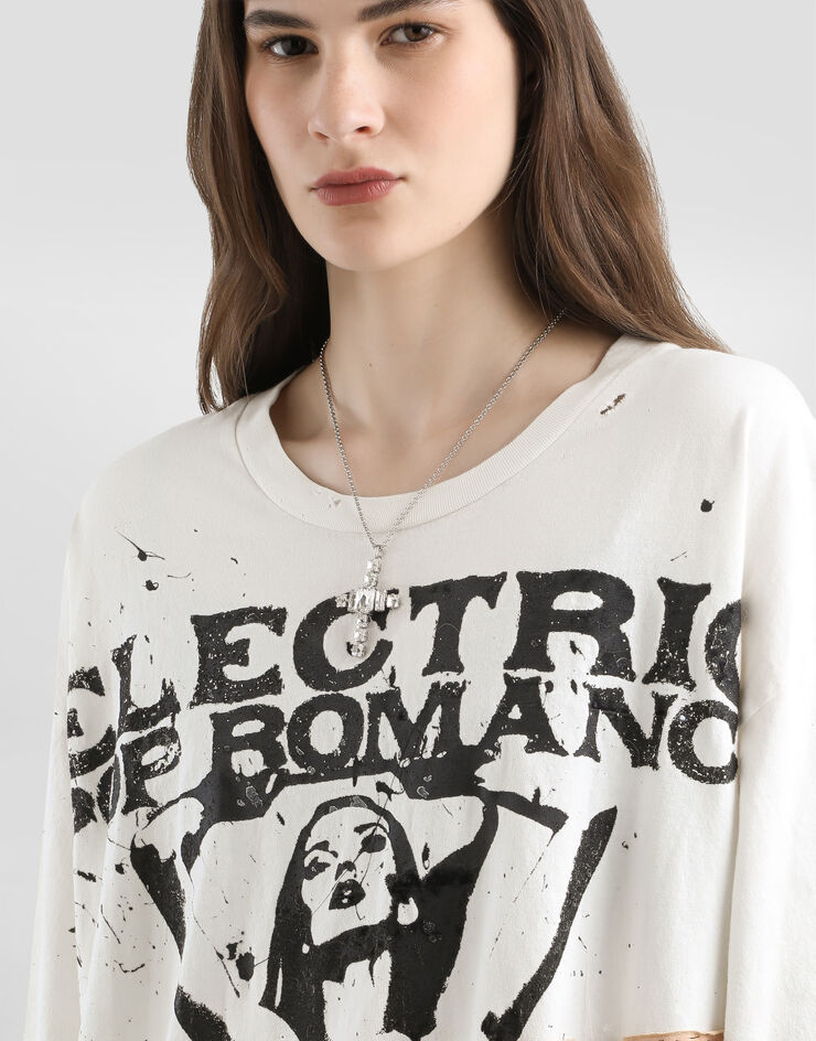 Dolce & Gabbana Oversized jersey t-shirt with print Multicolor F8V93TGDDH8