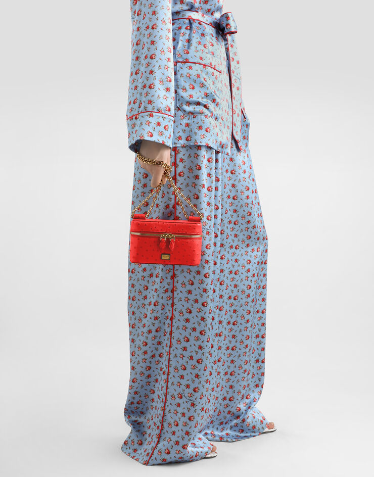 Dolce & Gabbana Borsa a spalla Sicily piccola in pelle di struzzo lucida Rosso BB7800B8G31