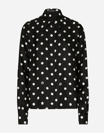 Dolce & Gabbana Silk twill shirt with polka-dot print Print F5S31TIS1VI