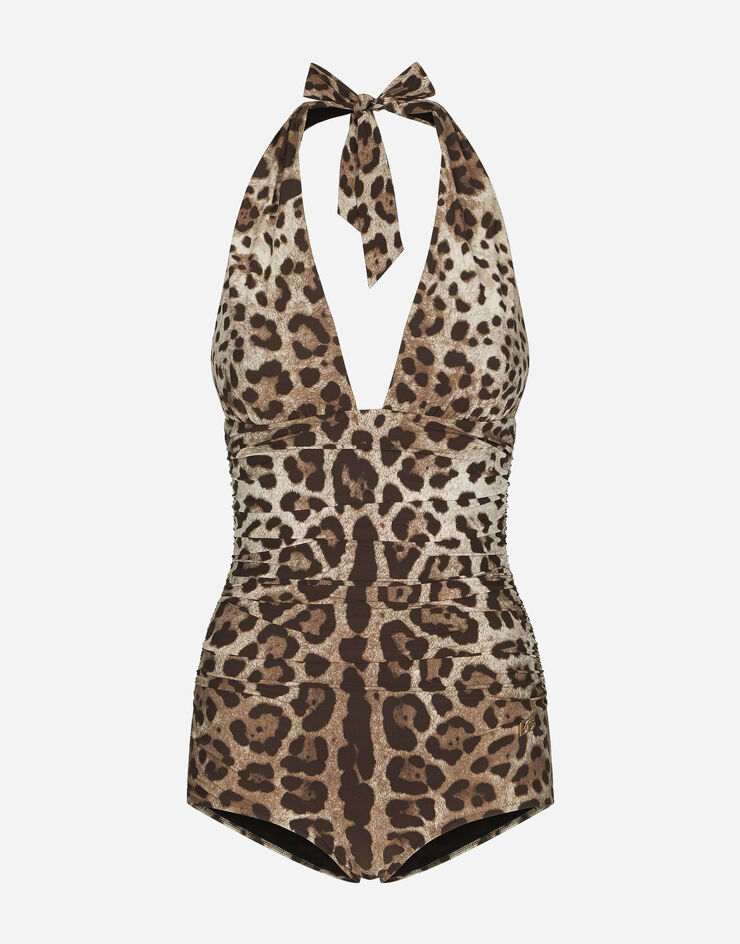 Dolce & Gabbana Leopard-print one-piece swimsuit with plunging neckline ANIMAL PRINT O9A06JONO11