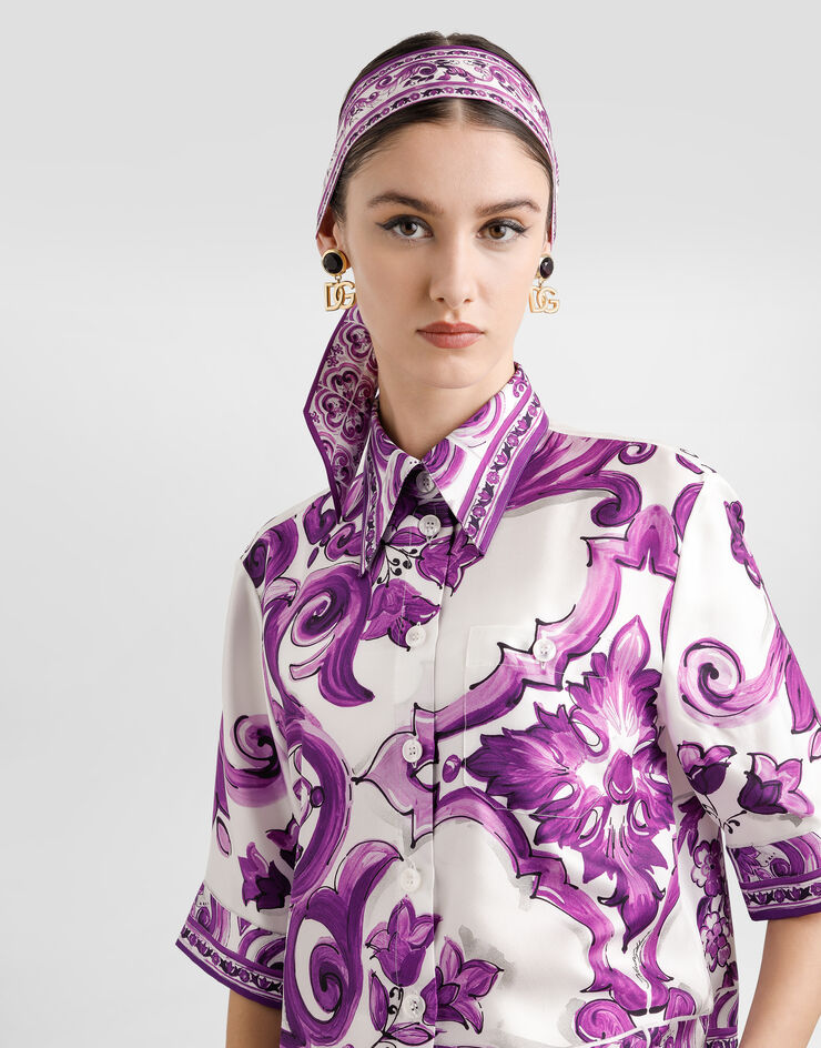 Dolce & Gabbana Majolica-print silk shirt Multicolor F5T50THI1TK