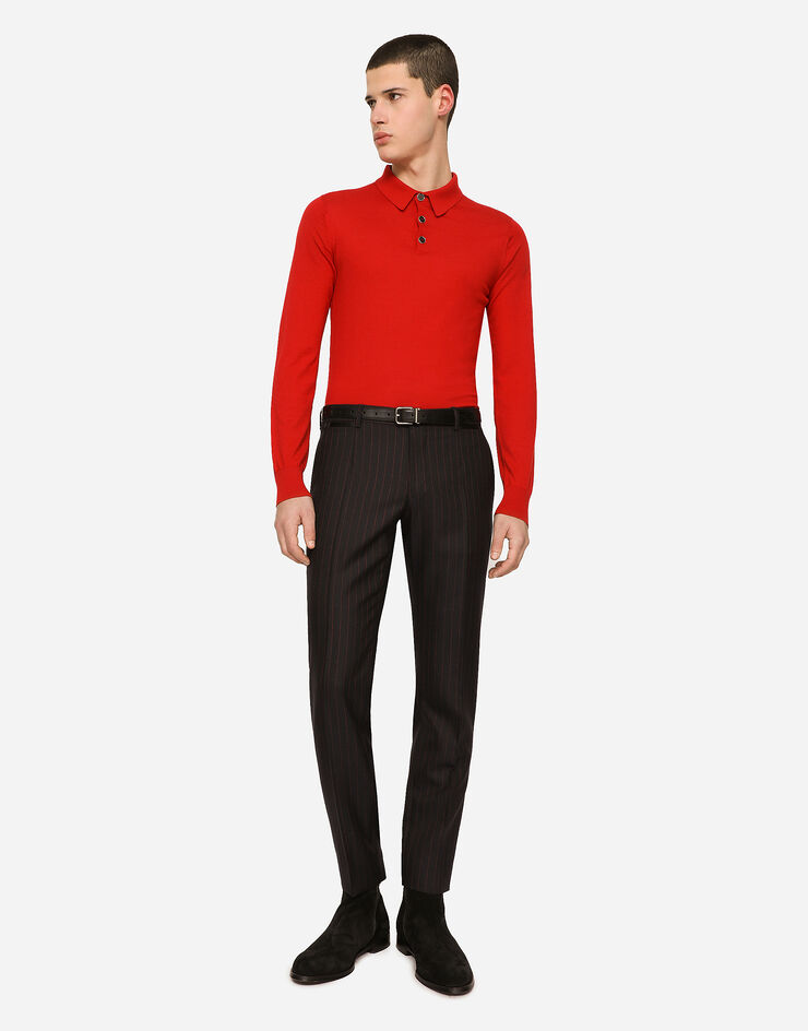 Dolce & Gabbana Long-sleeved cashmere polo-shirt ROSSO GX831TJAWTY