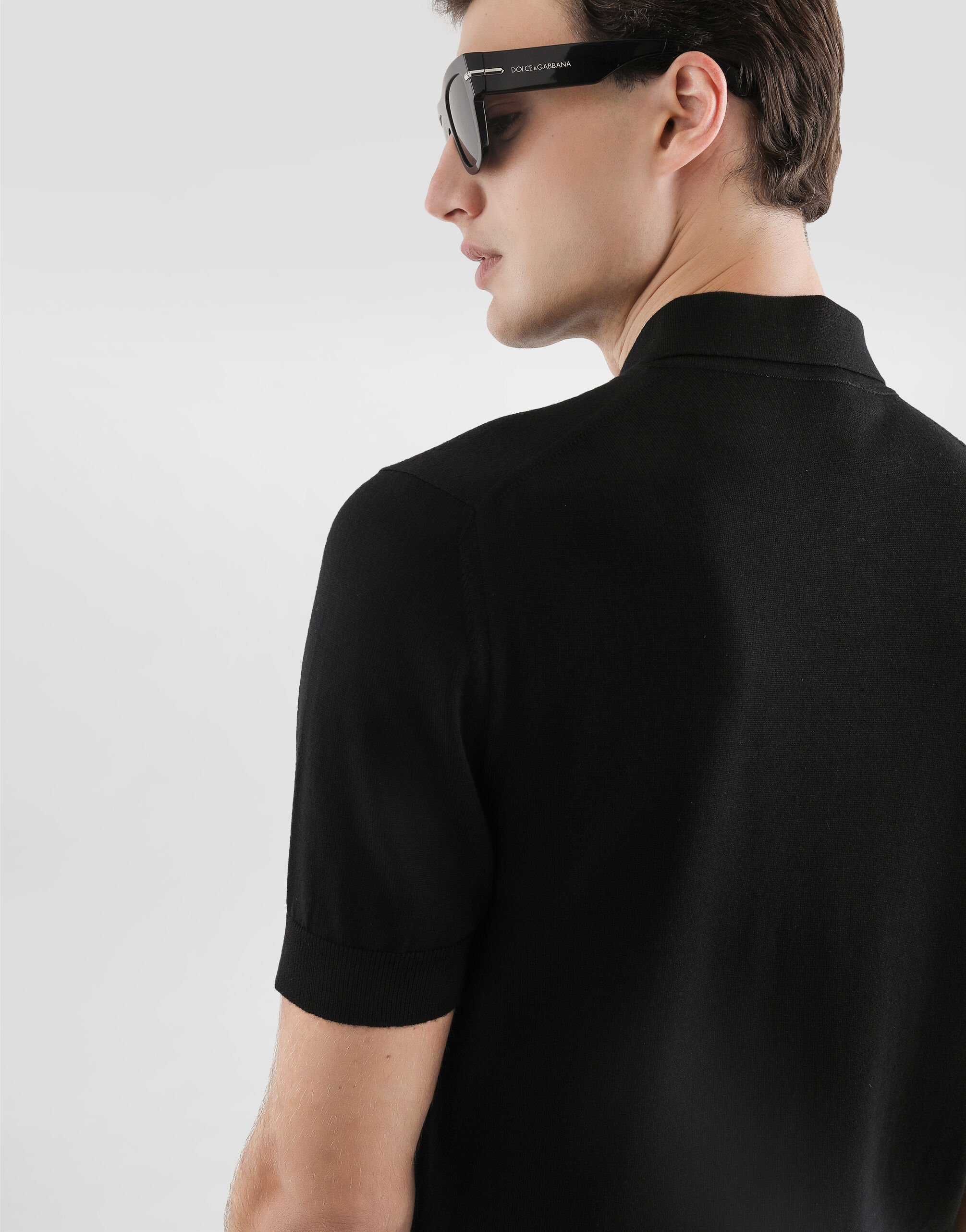 Virgin wool polo shirt in Black for Men | Dolce&Gabbana®