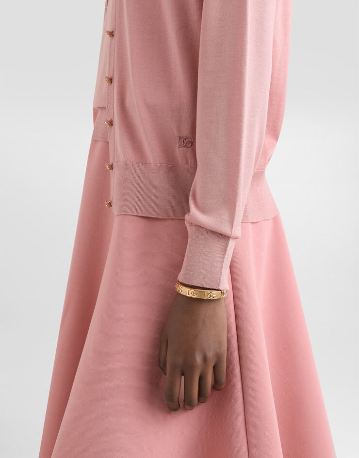 Dolce & Gabbana Cárdigan de lana con logotipo DG bordado Pink FXV05ZJCVXF