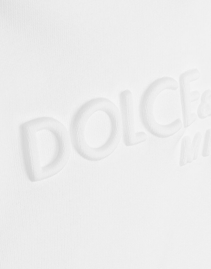 Dolce & Gabbana 凸纹徽标平纹针织连帽卫衣 白 F9O00ZG7EHL