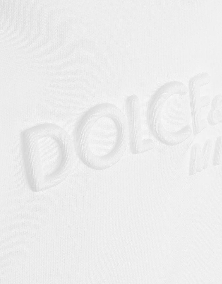 Dolce & Gabbana Sweat-shirt en jersey avec logo en relief et capuche Blanc F9O00ZG7EHL