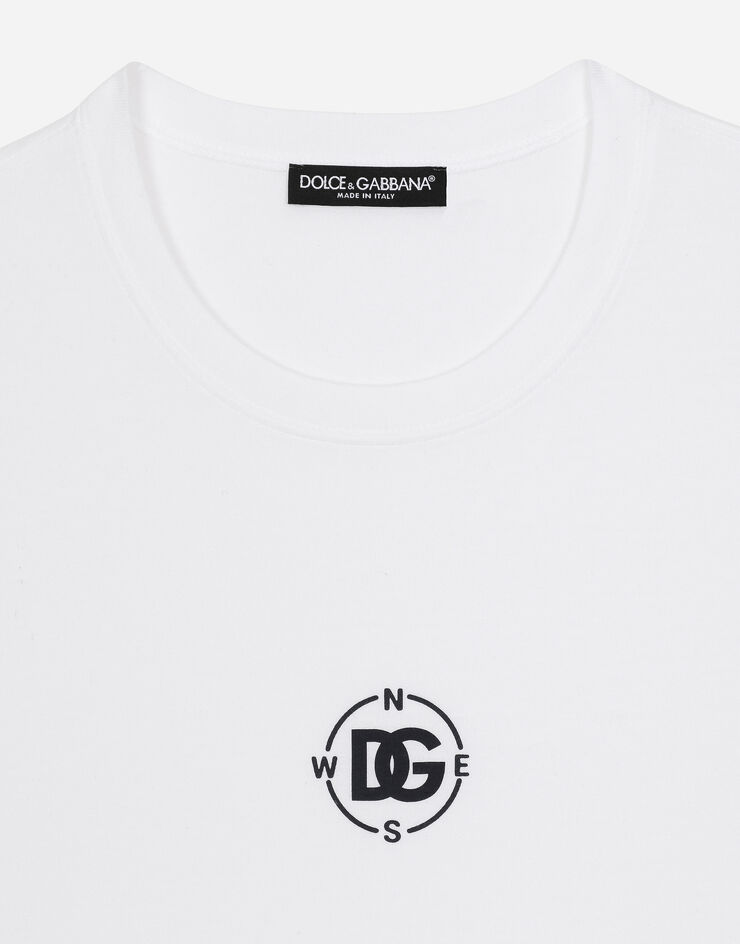 Dolce & Gabbana Short-sleeved cotton T-shirt with Marina print Weiss G8RN8TG7M2X