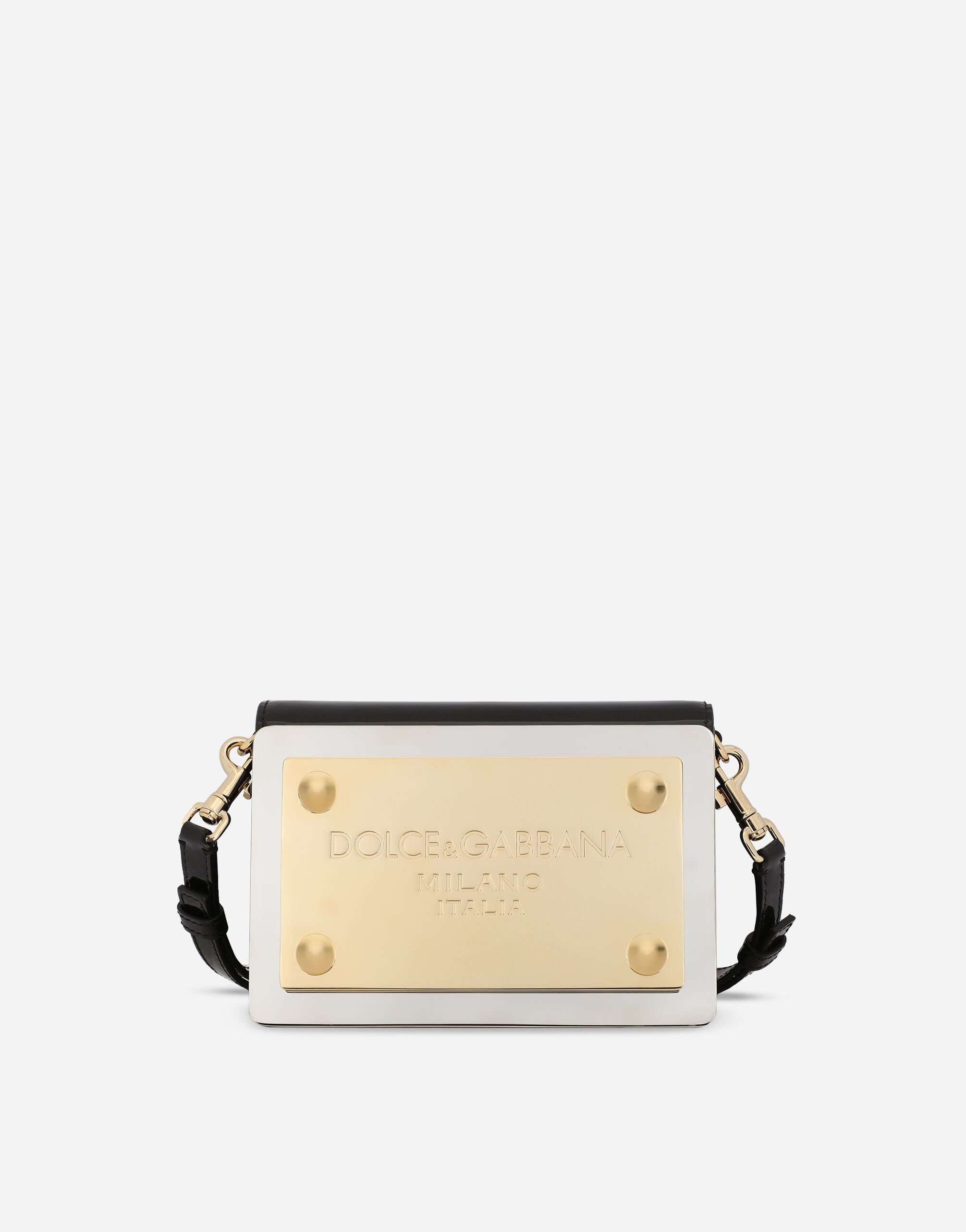 Dolce & Gabbana Patent leather 90s Sicily clutch with branded plate Black F4CC8TFJMM2