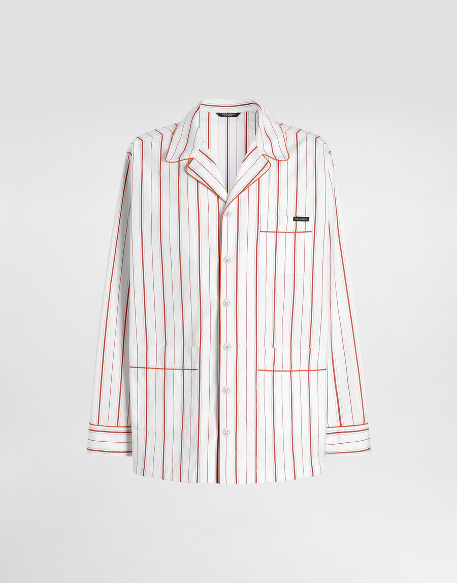 Striped poplin vanity robe