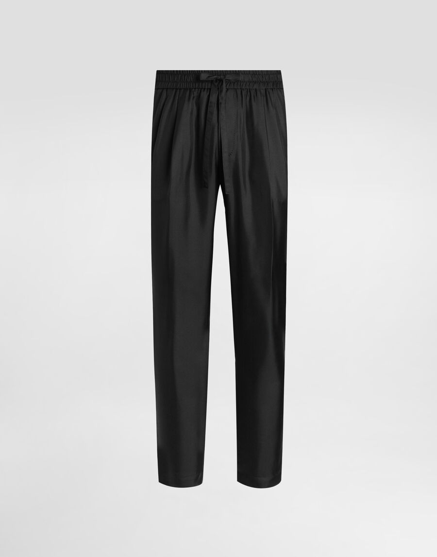Silk twill jogging trousers