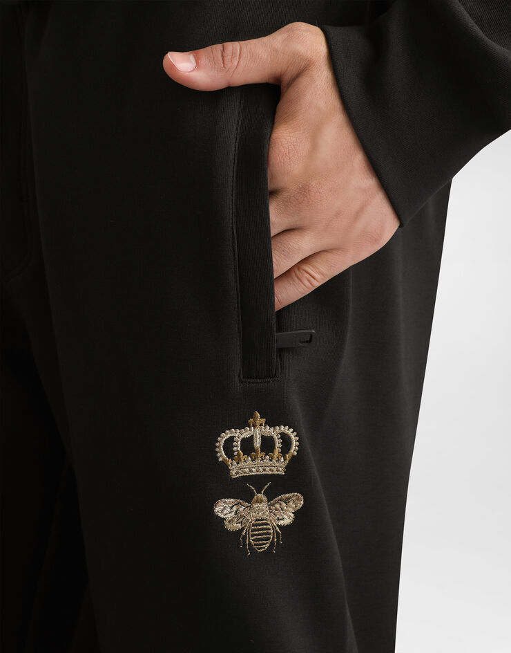 Dolce & Gabbana Bermuda jogging jersey con ricamo Nero GVF8AZHU7H9